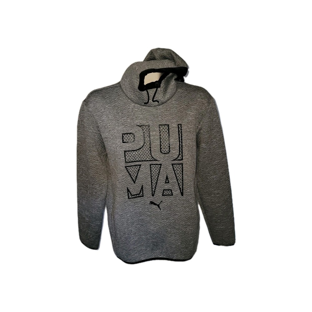 PUMA Grey Pullover Hoodie Sweatshirt Logo Comfort Workout Athletic Athleisure S‎